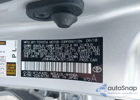 2019 Toyota Corolla Se from USA, damaged, VIN JTNK4RBE3K3017365